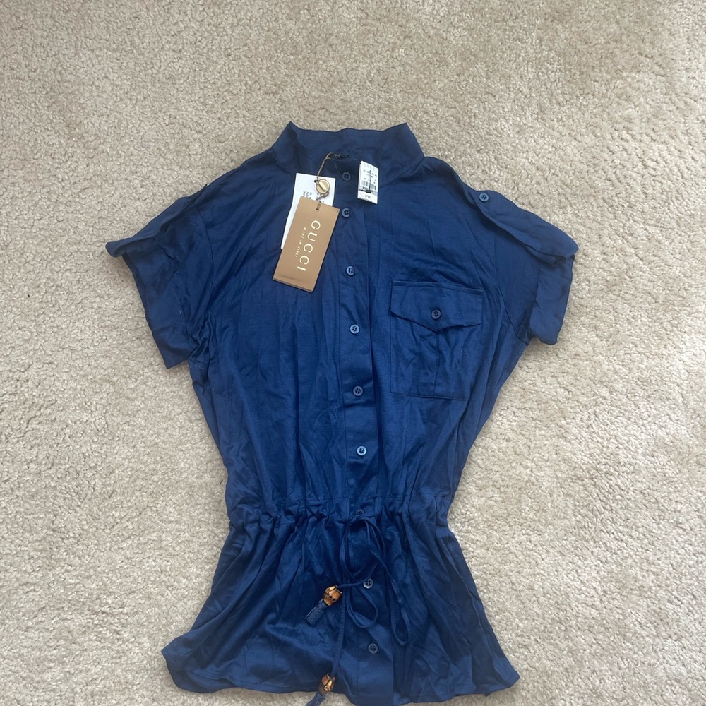 Gucci Blue Button-Up Blouse